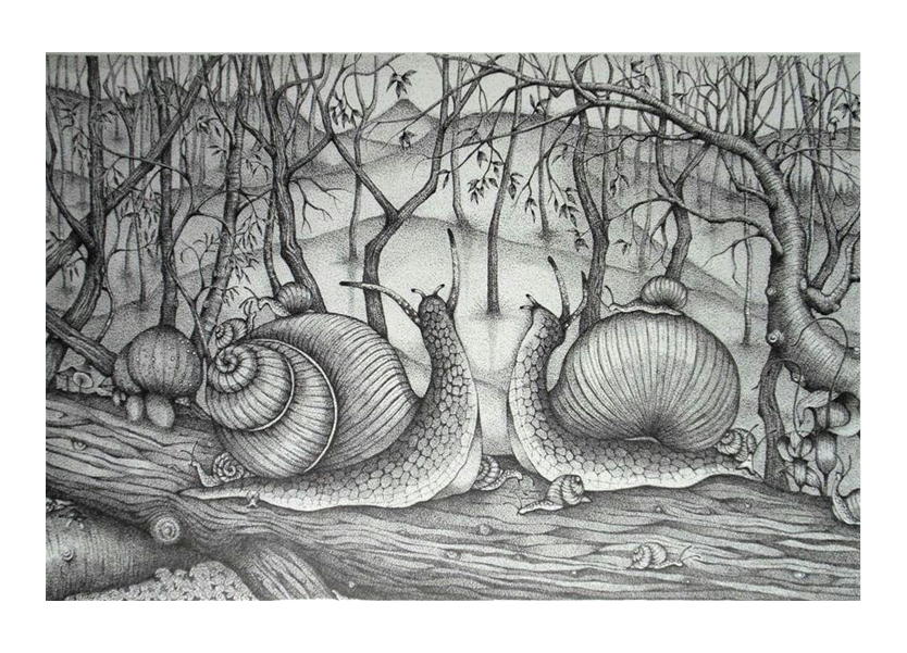 Snails in a forest (49x63) 2020